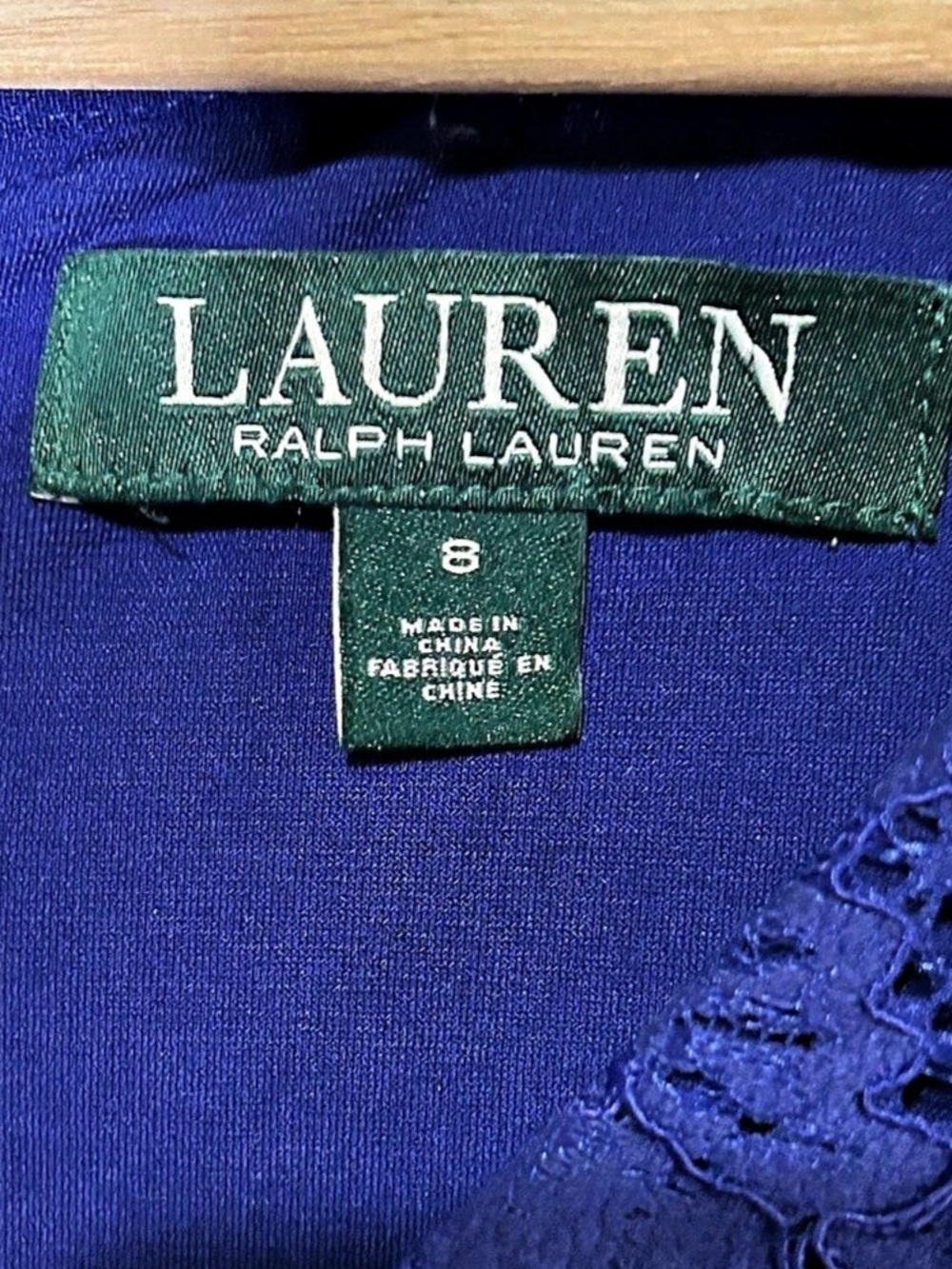 Lauren Ralph Lauren Cobalt Blue Floral Lace Sheath Dress Size 8 - Picture 6 of 15